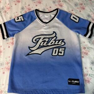 FUBU 05 Kids Jersey Size Small Blue White Gradient Short Sleeve Read Description